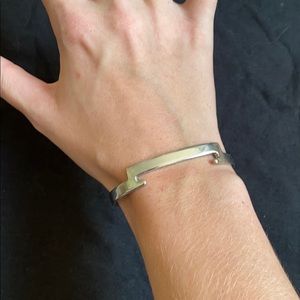Simple silver slide on bracelet
